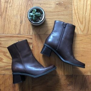 Naturalizer Brown Leather Ankle Booties, Size 5.5